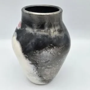 Handmade | Art | Studio Art Pottery Raku Vase Abstract Blk White Red ...